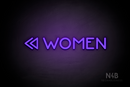 "WOMEN" (left double arrow, Mountain font) - LED neon sign