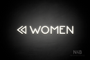 "WOMEN" (left double arrow, Mountain font) - LED neon sign