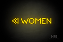 "WOMEN" (left double arrow, Mountain font) - LED neon sign