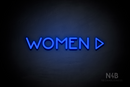 "WOMEN" (right arrow, Mountain font) - LED neon sign