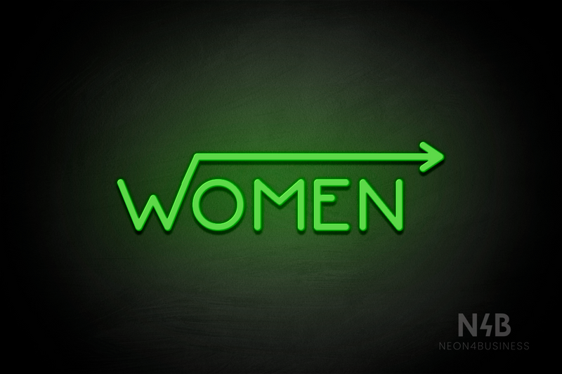 "WOMEN" (right arrow coming from the "W", Mountain font) - LED neon sign