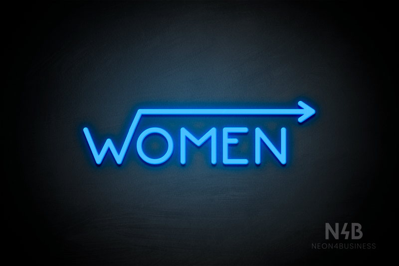 "WOMEN" (right arrow coming from the "W", Mountain font) - LED neon sign