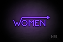 "WOMEN" (right arrow coming from the "W", Mountain font) - LED neon sign