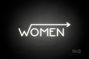 "WOMEN" (right arrow coming from the "W", Mountain font) - LED neon sign