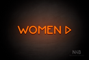 "WOMEN" (right arrow, Mountain font) - LED neon sign