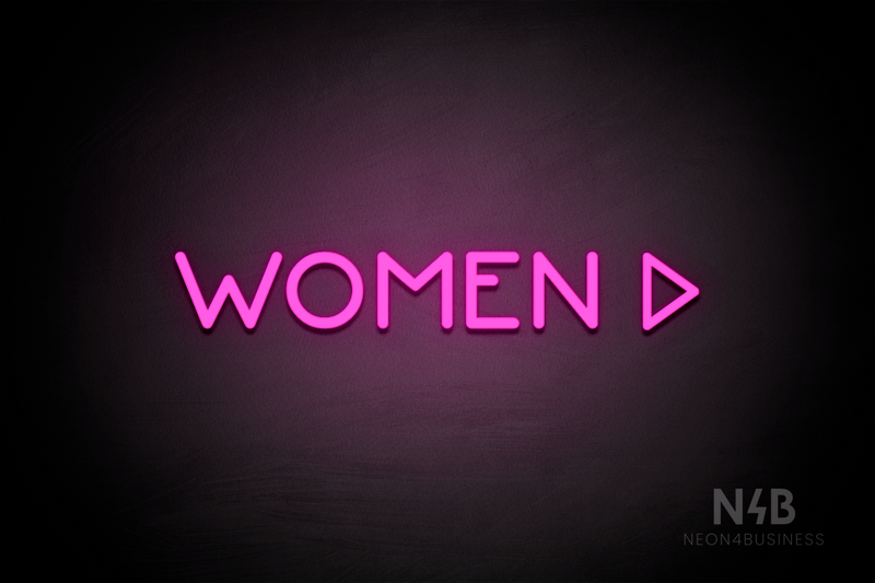 "WOMEN" (right arrow, Mountain font) - LED neon sign