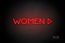 "WOMEN" (right arrow, Mountain font) - LED neon sign