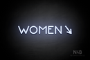 "WOMEN" (right arrow tilted downwards, Mountain font) - LED neon sign