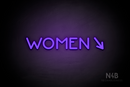 "WOMEN" (right arrow tilted downwards, Mountain font) - LED neon sign