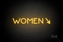 "WOMEN" (right arrow tilted downwards, Mountain font) - LED neon sign