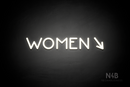 "WOMEN" (right arrow tilted downwards, Mountain font) - LED neon sign