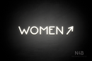 "WOMEN" (right arrow tilted upwards, Mountain font) - LED neon sign