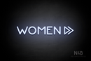 "WOMEN" (right double arrow, Mountain font) - LED neon sign
