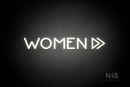 "WOMEN" (right double arrow, Mountain font) - LED neon sign