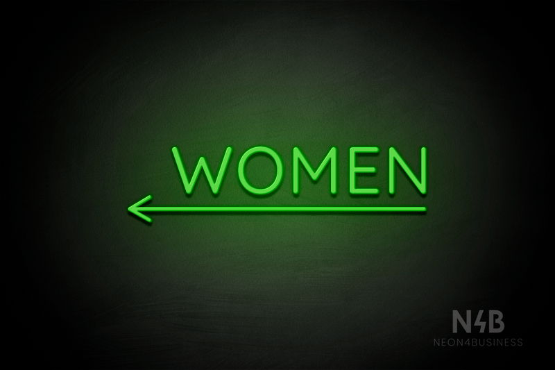 "WOMEN" (bottom left arrow, Castle font) - LED neon sign