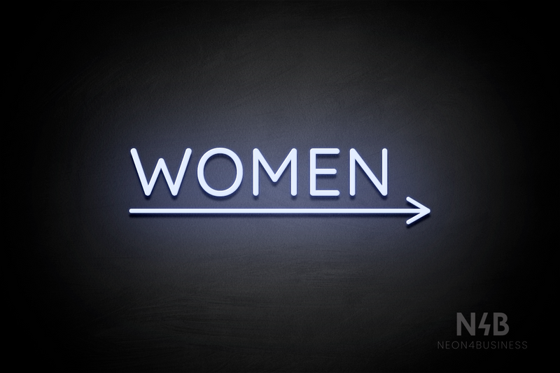 "WOMEN" (bottom right arrow, Castle font) - LED neon sign