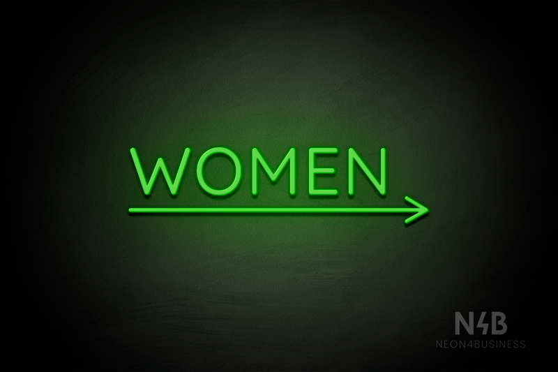 "WOMEN" (bottom right arrow, Castle font) - LED neon sign