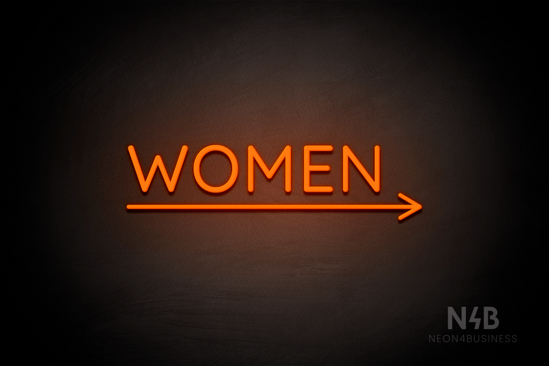 "WOMEN" (bottom right arrow, Castle font) - LED neon sign