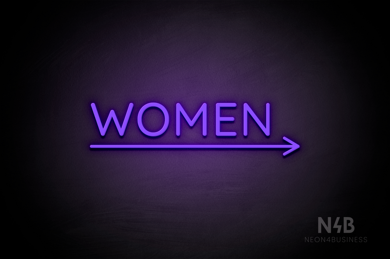 "WOMEN" (bottom right arrow, Castle font) - LED neon sign