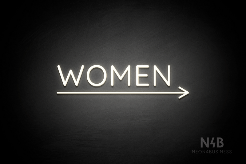 "WOMEN" (bottom right arrow, Castle font) - LED neon sign