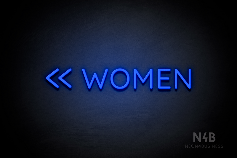 "WOMEN" (double left side arrow, Castle font) - LED neon sign