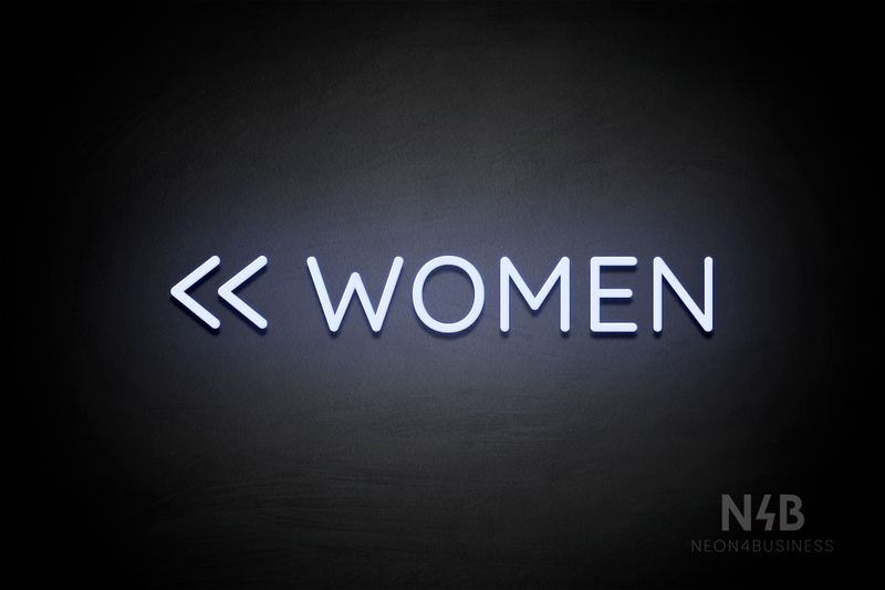 "WOMEN" (double left side arrow, Castle font) - LED neon sign