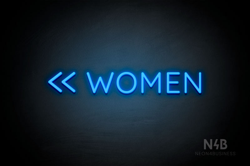 "WOMEN" (double left side arrow, Castle font) - LED neon sign