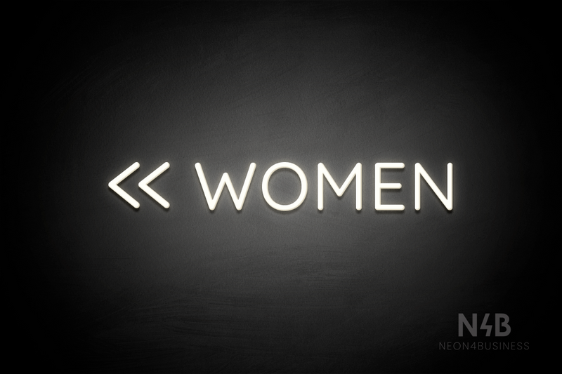 "WOMEN" (double left side arrow, Castle font) - LED neon sign