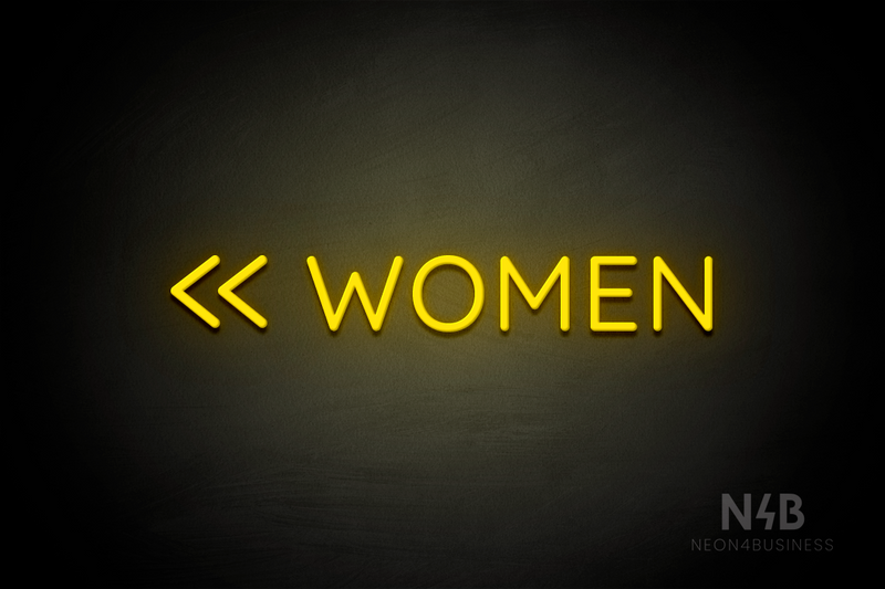 "WOMEN" (double left side arrow, Castle font) - LED neon sign