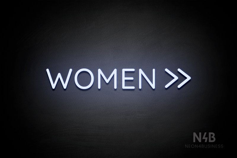 "WOMEN" (double right side arrow, Castle font) - LED neon sign
