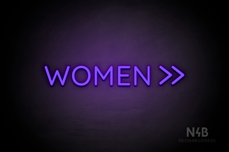 "WOMEN" (double right side arrow, Castle font) - LED neon sign