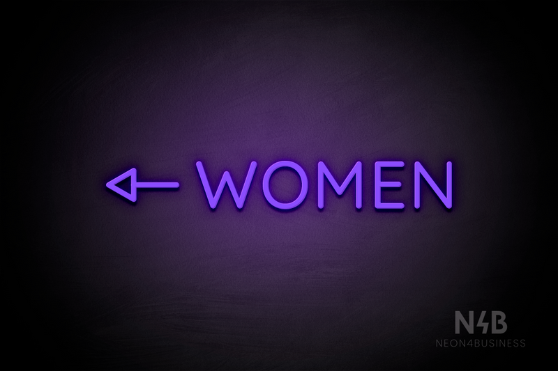 "WOMEN" (left side arrow, Castle font) - LED neon sign