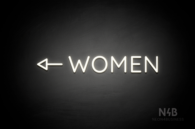 "WOMEN" (left side arrow, Castle font) - LED neon sign