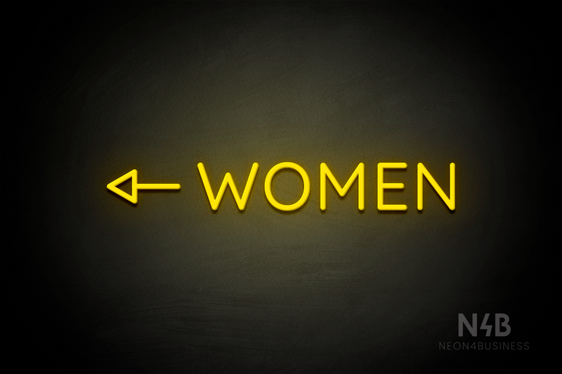 "WOMEN" (left side arrow, Castle font) - LED neon sign