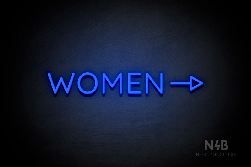 "WOMEN" (right side arrow, Castle font) - LED neon sign