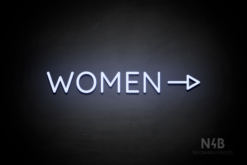 "WOMEN" (right side arrow, Castle font) - LED neon sign