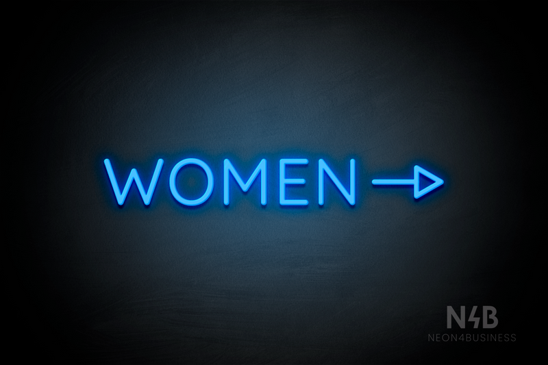 "WOMEN" (right side arrow, Castle font) - LED neon sign