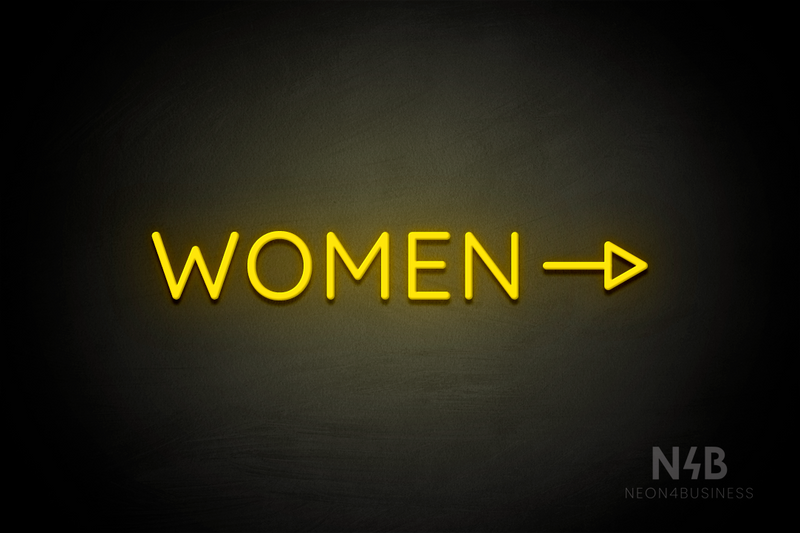 "WOMEN" (right side arrow, Castle font) - LED neon sign