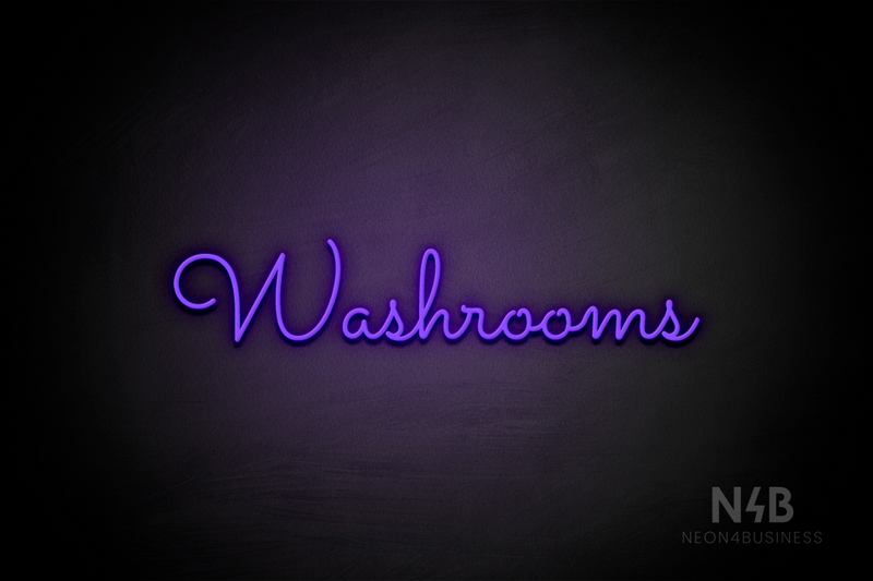 "Washrooms" (Kidplay font) - LED neon sign