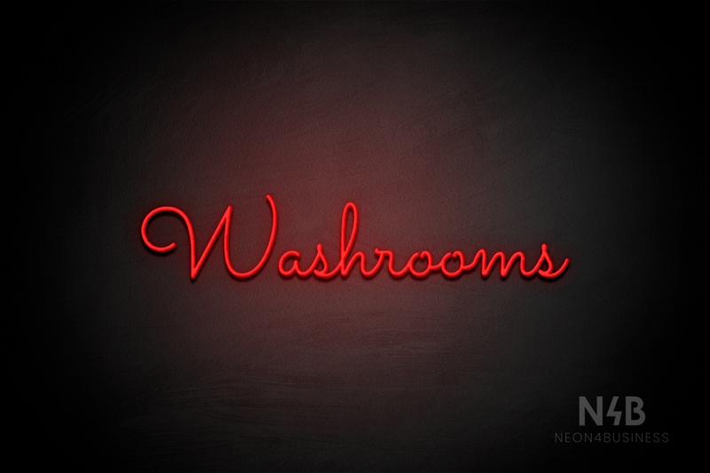 "Washrooms" (Kidplay font) - LED neon sign