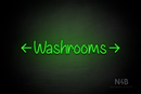 "Washrooms" (double sided arrow, Butterfly font) - LED neon sign