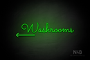 "Washrooms" (left arrow, Kidplay font) - LED neon sign