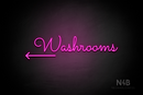 "Washrooms" (left arrow, Kidplay font) - LED neon sign