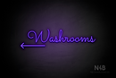 "Washrooms" (left arrow, Kidplay font) - LED neon sign