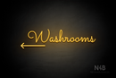 "Washrooms" (left arrow, Kidplay font) - LED neon sign