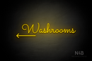 "Washrooms" (left arrow, Kidplay font) - LED neon sign