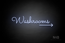 "Washrooms" (right arrow, Kidplay font) - LED neon sign