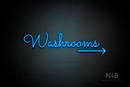 "Washrooms" (right arrow, Kidplay font) - LED neon sign