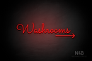 "Washrooms" (right arrow, Kidplay font) - LED neon sign