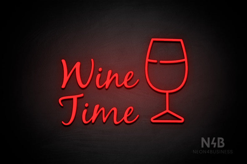 "Wine Time" Wine Glass (Notes font) - LED neon sign